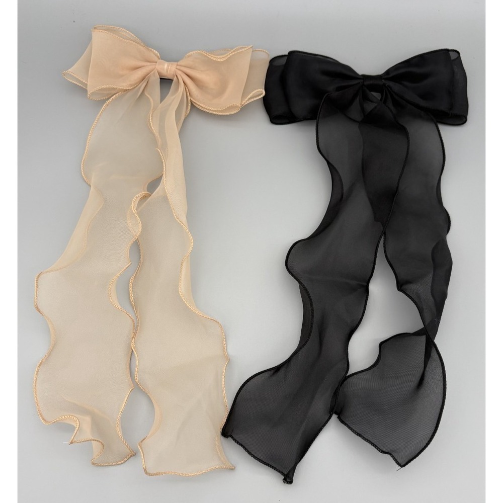Lot of 3 Hair Accessories Large Chifton Bows & Head Scarf Vintage Women's‎ - Picture 2 of 12